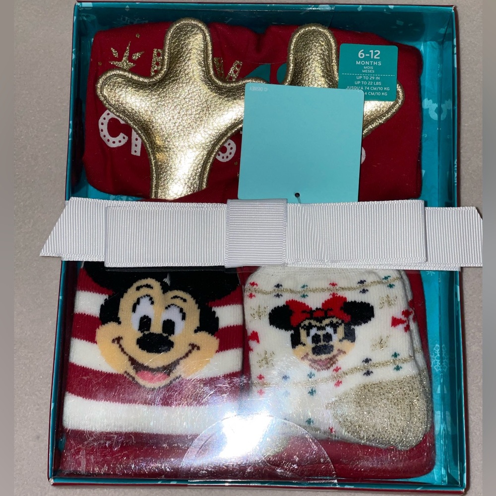 Disney Holiday Baby Socks, Beanie, and Diaper Cover Set